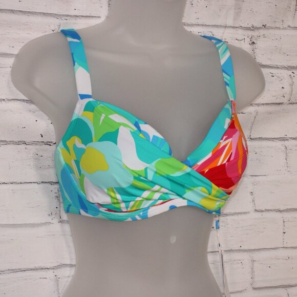 Bleu by Rod Beattie Women's Twist-Front Bikini Top Multi 34D NWT - Picture 3 of 6